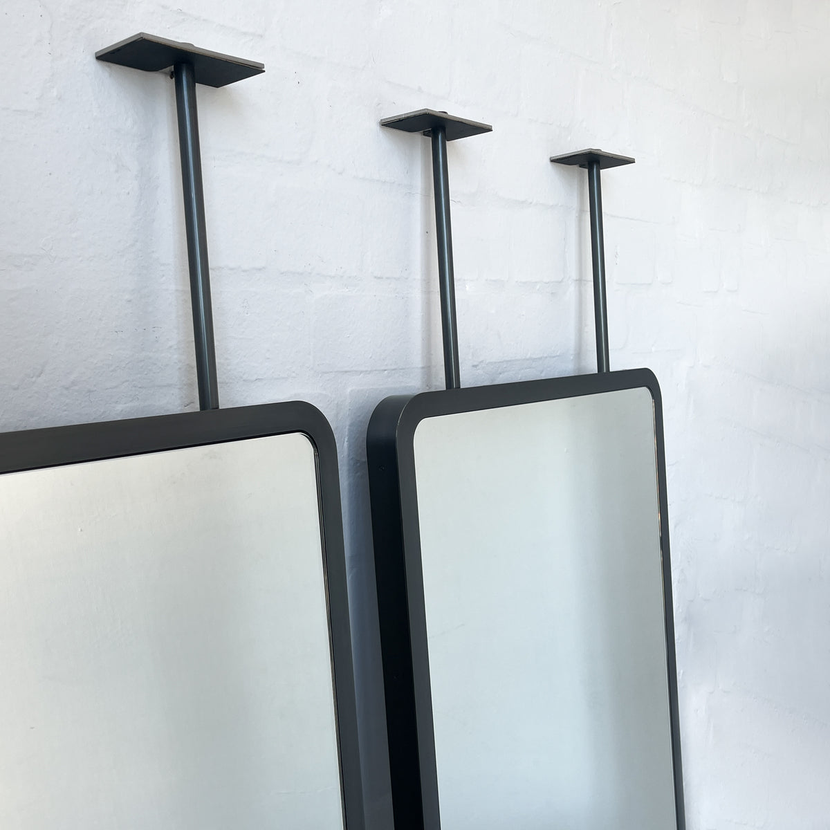 Set of 2 Countertop-to-Ceiling Quadris™ Mirror with Blackened Stainless Steel Frame