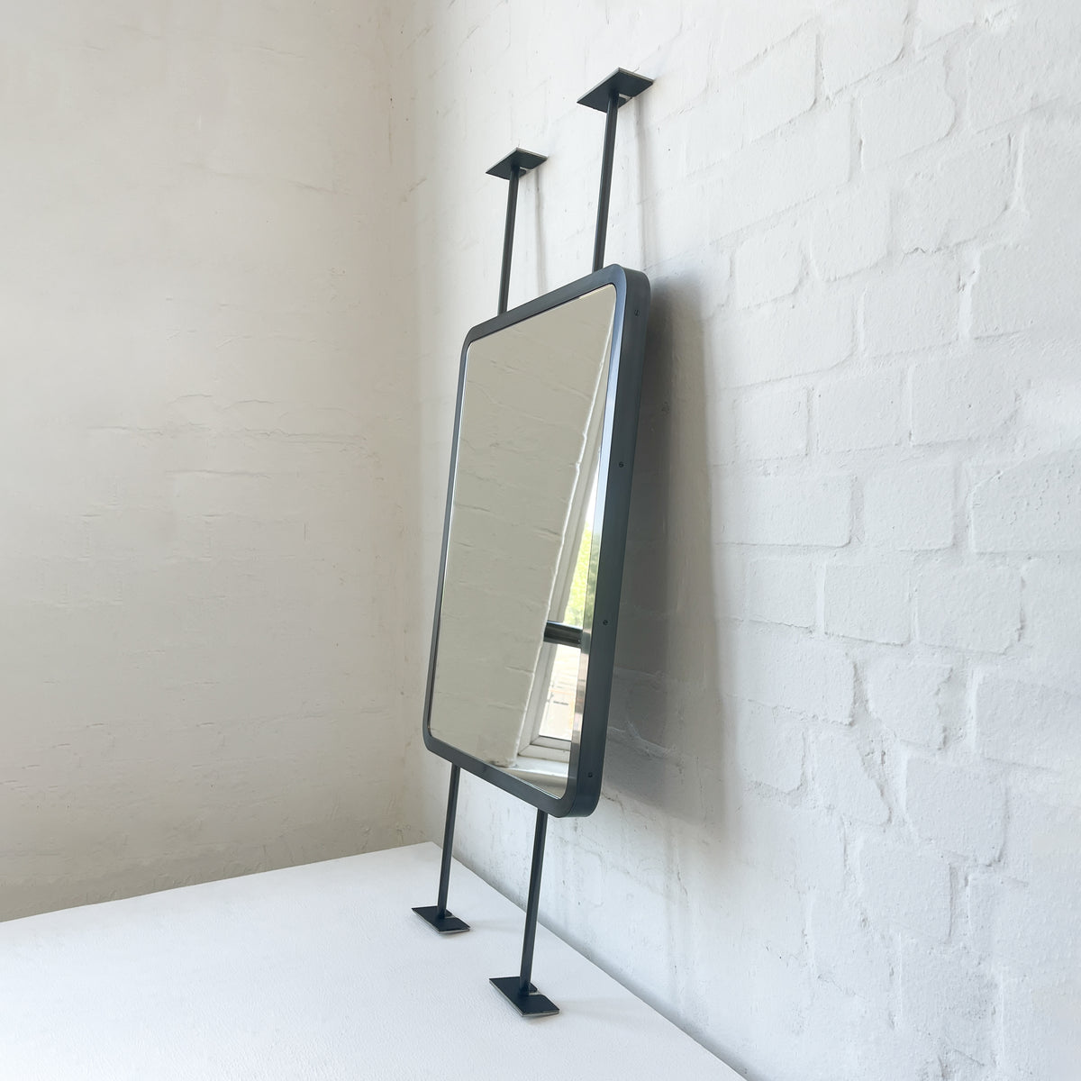 Countertop to Ceiling Quadris™ Mirror with Blackened Stainless Steel Frame