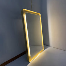 Ceiling Suspended Quadris™ Rectangular Illuminated Mirror with Brass Tray Frame
