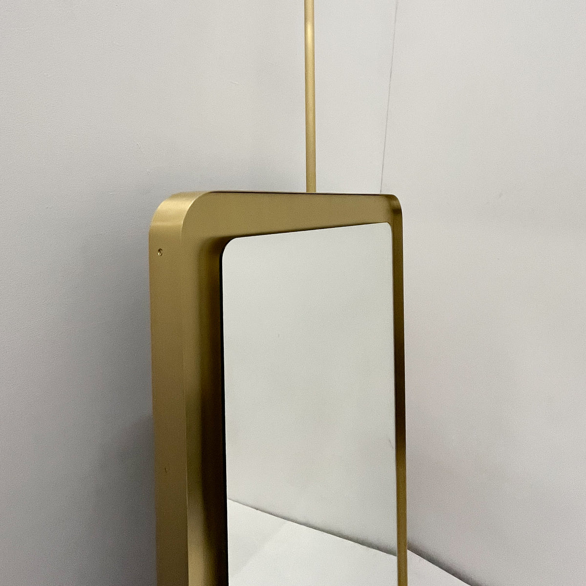 Ceiling Suspended Quadris™ Rectangular Illuminated Mirror with Brass Tray Frame