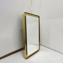 Ceiling Suspended Quadris™ Rectangular Illuminated Mirror with Brass Tray Frame