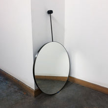 Orbis™ Suspended Round Mirror with Contemporary Blackened Stainless Steel Frame