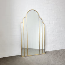 Stunning Art Deco Arched Handcrafted Mirror with Brass Frame