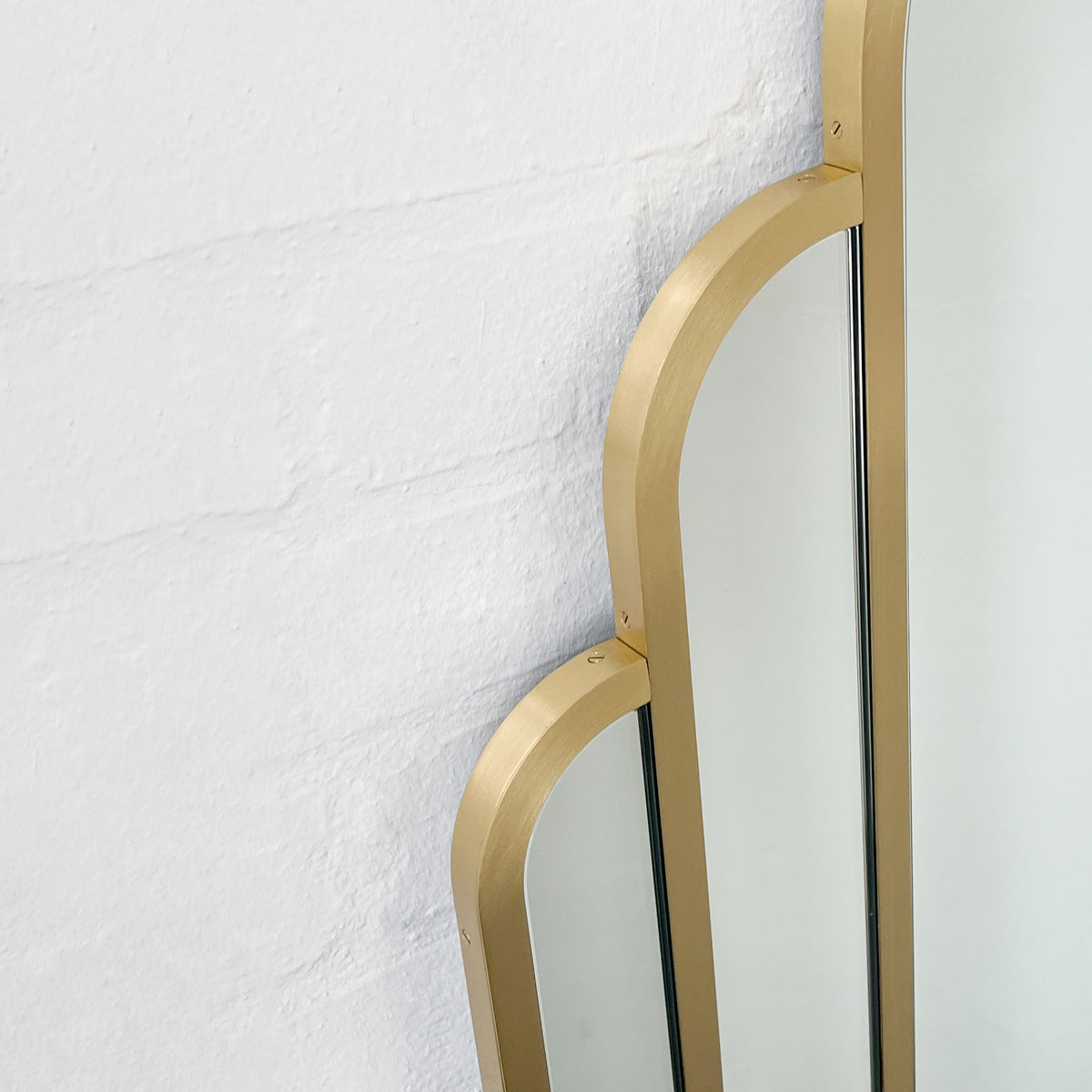 Stunning Art Deco Arched Handcrafted Mirror with Brass Frame