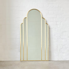 Stunning Art Deco Arched Handcrafted Mirror with Brass Frame