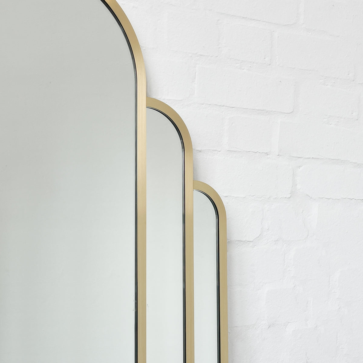 Stunning Art Deco Arched Handcrafted Mirror with Brass Frame