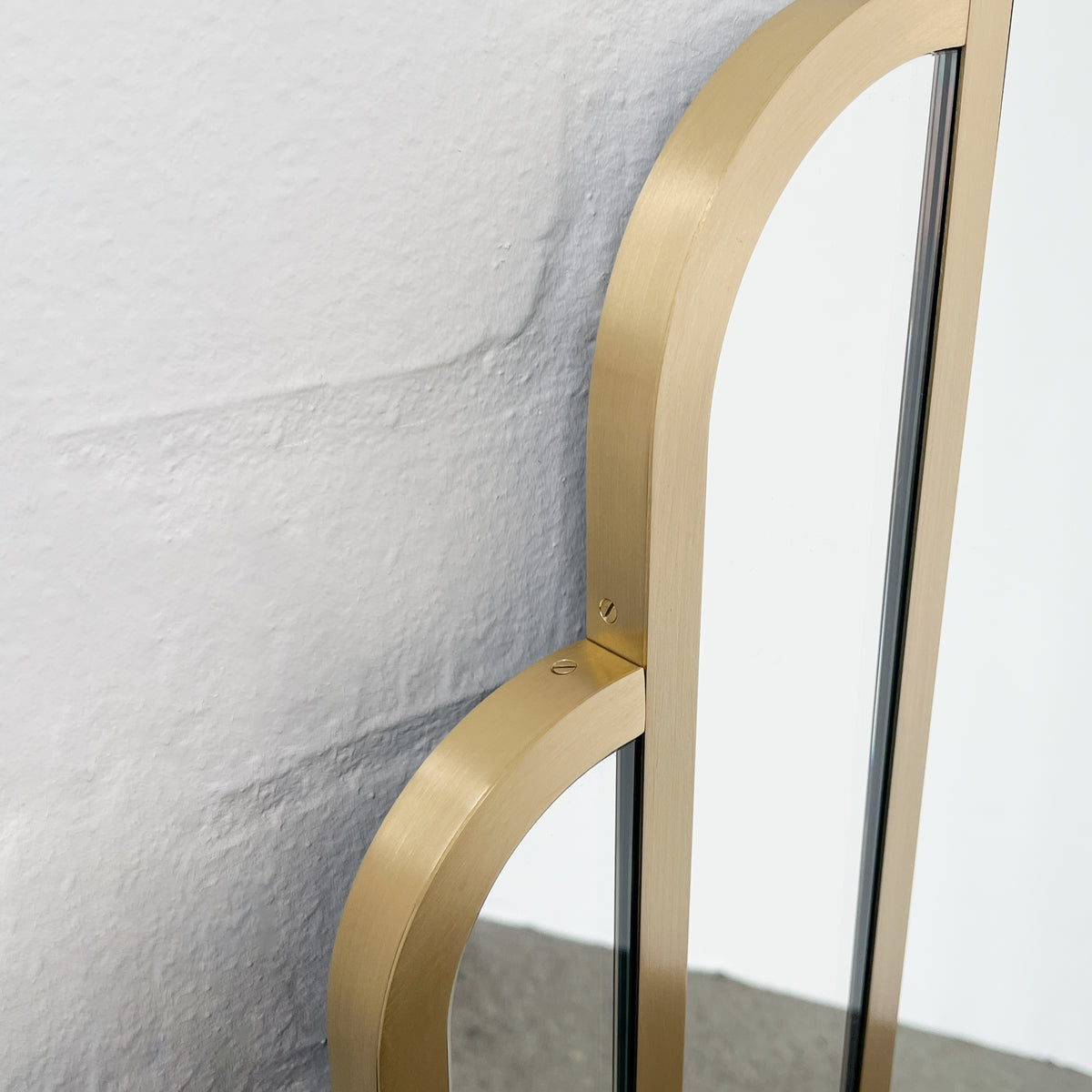 Stunning Art Deco Arched Handcrafted Mirror with Brass Frame