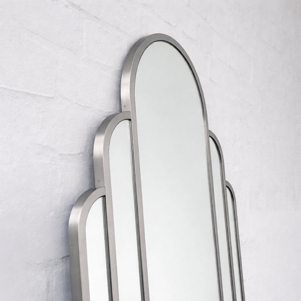 Stunning Art Deco Arched Handcrafted Mirror with Brass Frame