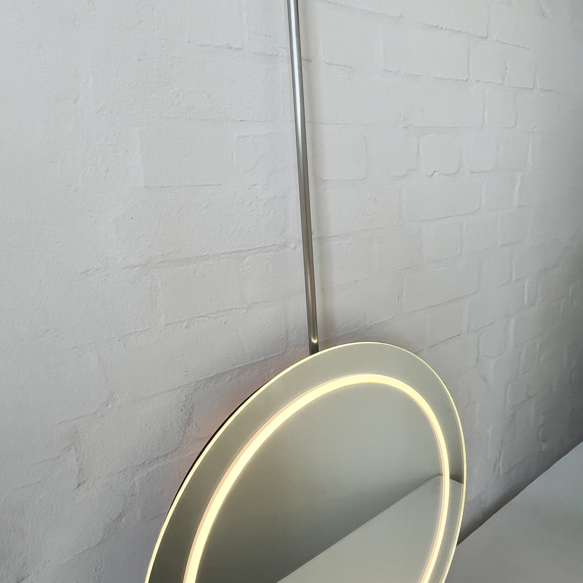 Orbis™ Ceiling Suspended Illuminated Round Frameless Mirror