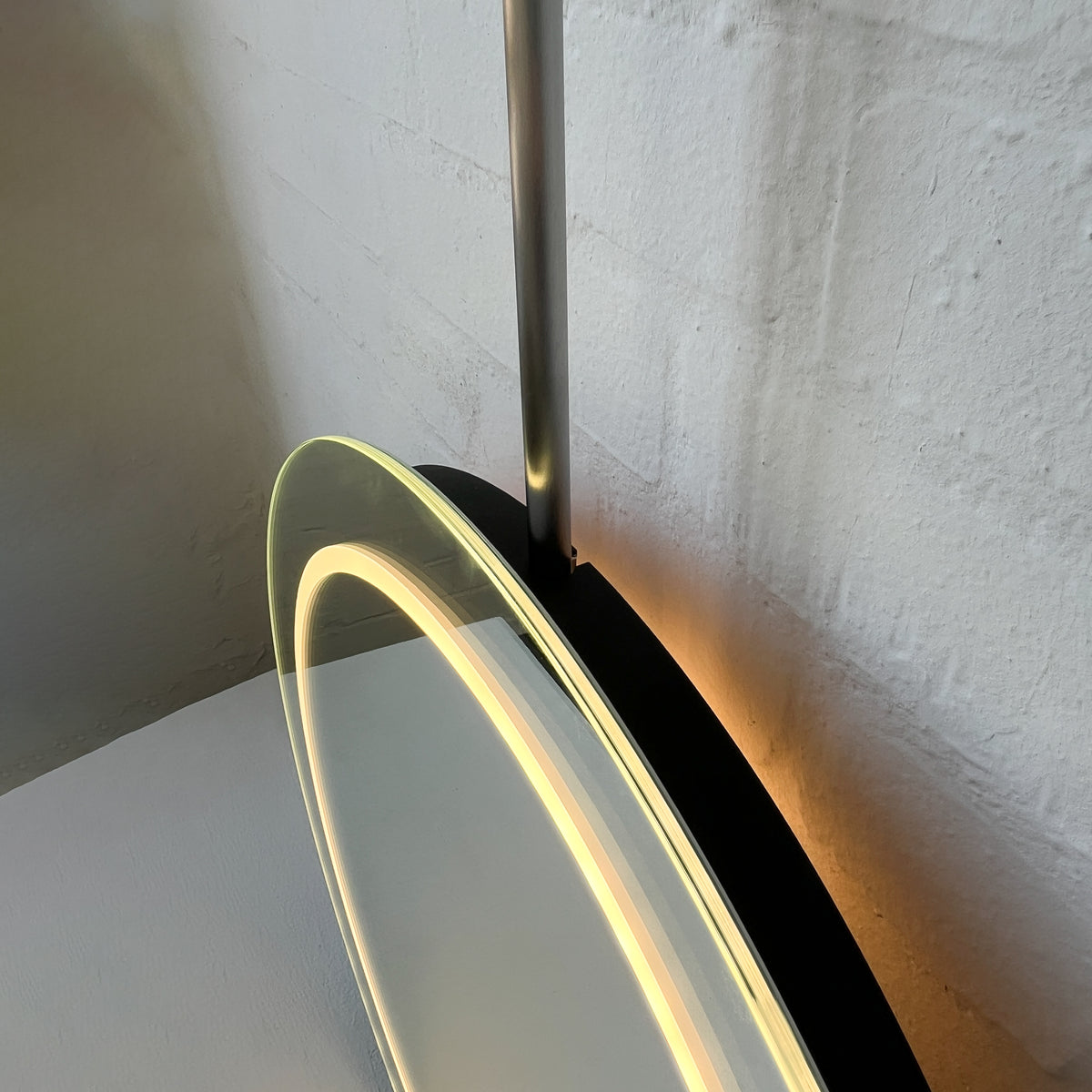 Orbis™ Ceiling Suspended Illuminated Round Frameless Mirror