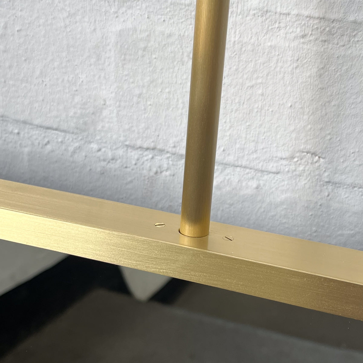 Ceiling Suspended Irregular shaped Mirror with Brushed Brass Full Frame