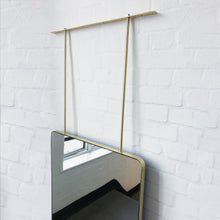 Quadris™ Modern Ceiling Hanging Suspended Rectangular Mirror with Brushed Brass Frame