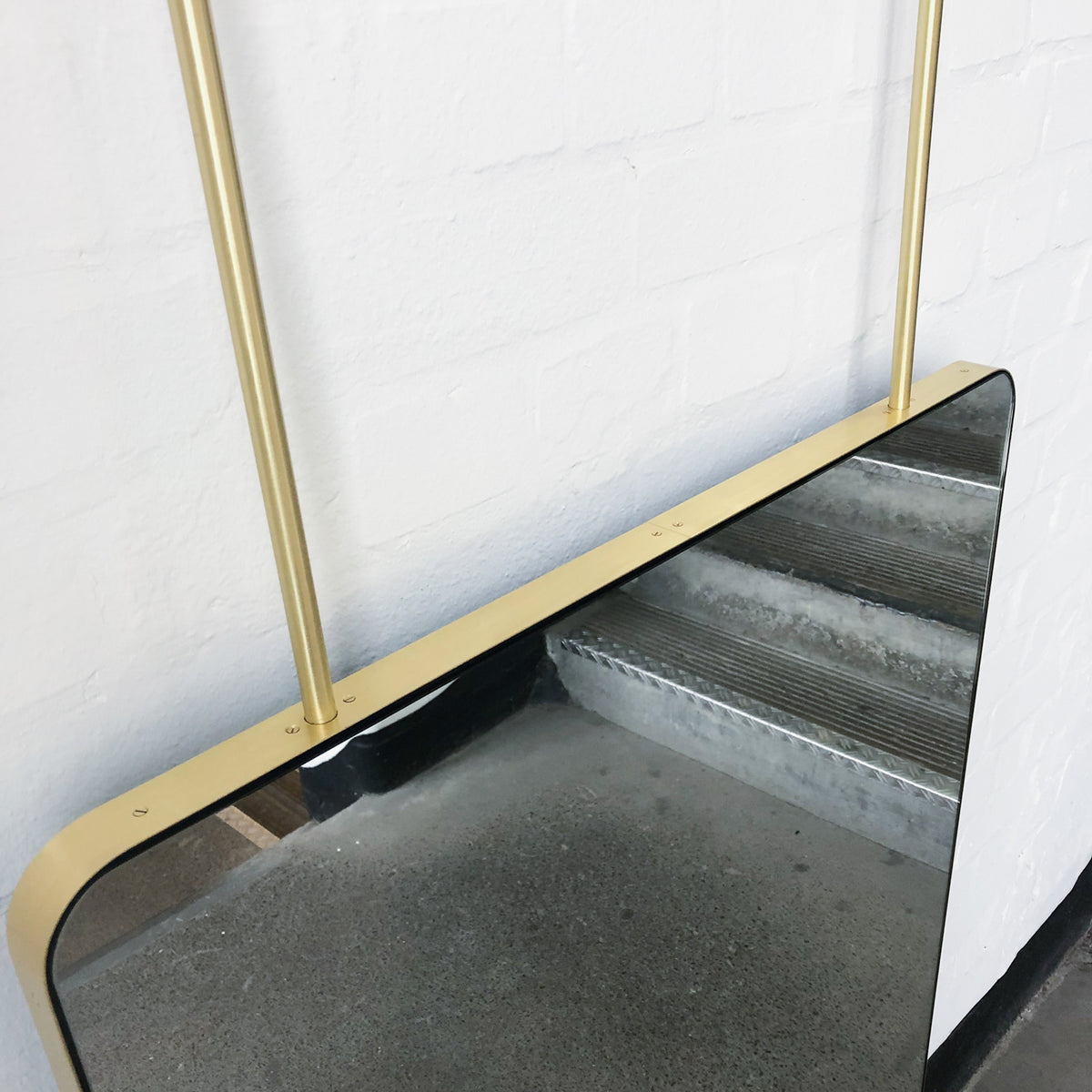 Set of 2 Quadris™ Mirrors with Brushed Brass Frame (1220 x 710mm)