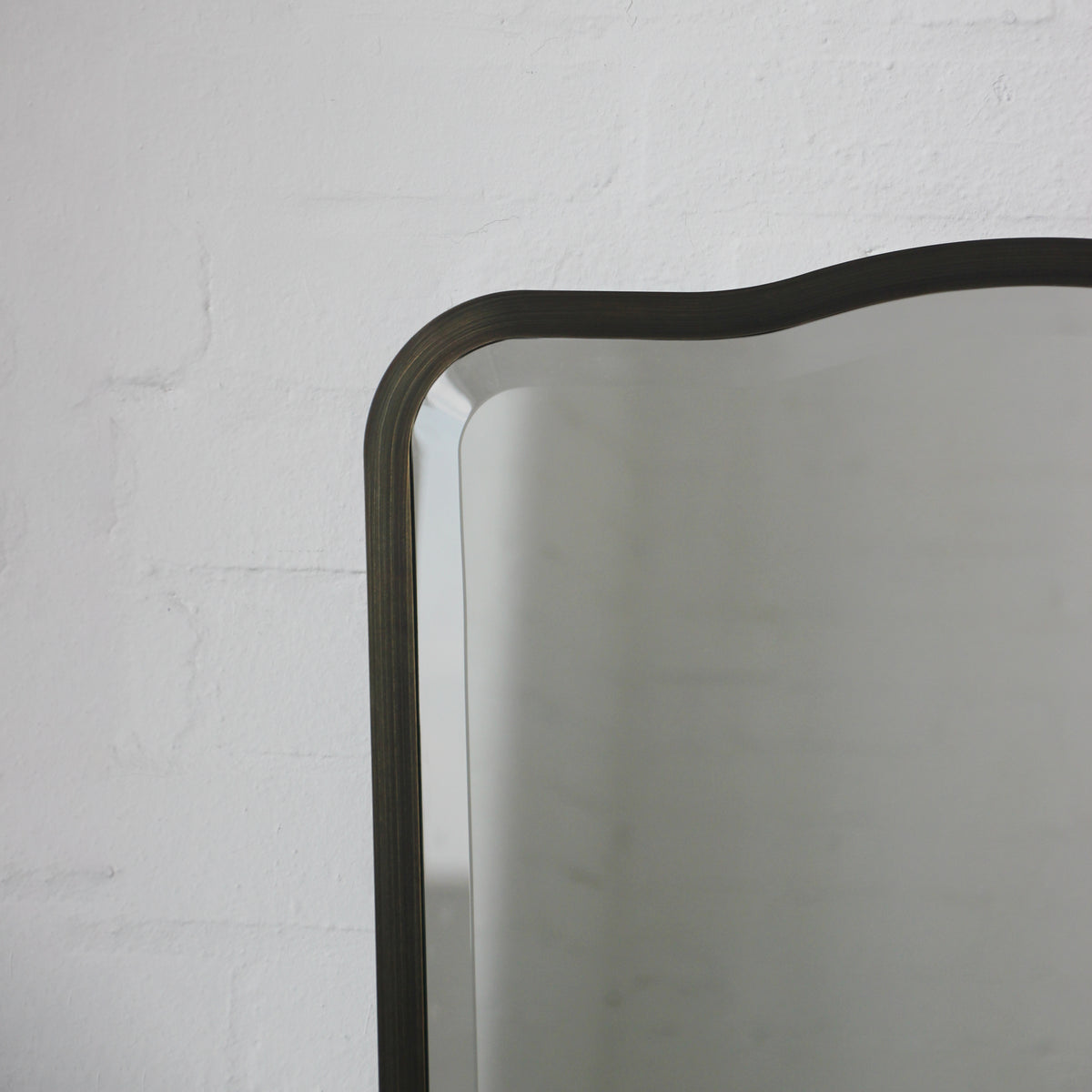 Mid Century Style Bevelled Mirror with Handcrafted Patina Full Frame - Vintage N.4