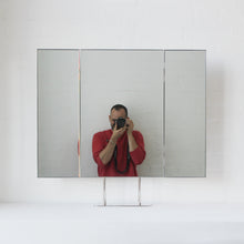 Triptych Countertop Mirror with Minimalist Nickel Plated Frame
