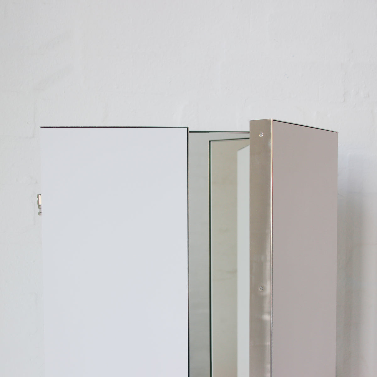 Triptych Countertop Mirror with Minimalist Nickel Plated Frame