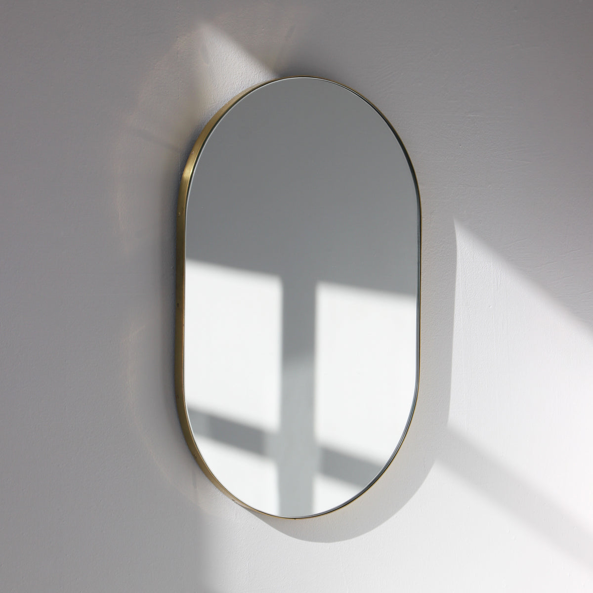 Capsula™ Capsule shaped Wide Mirror with Elegant Brass Frame