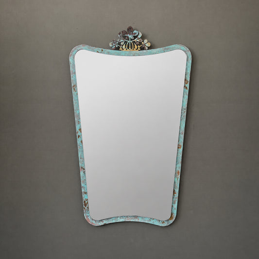 NEW Mid-Century style Mirror with Ornate Verdigris Bronze Patina Crown 2 Tipo Frame - Vintage N.2