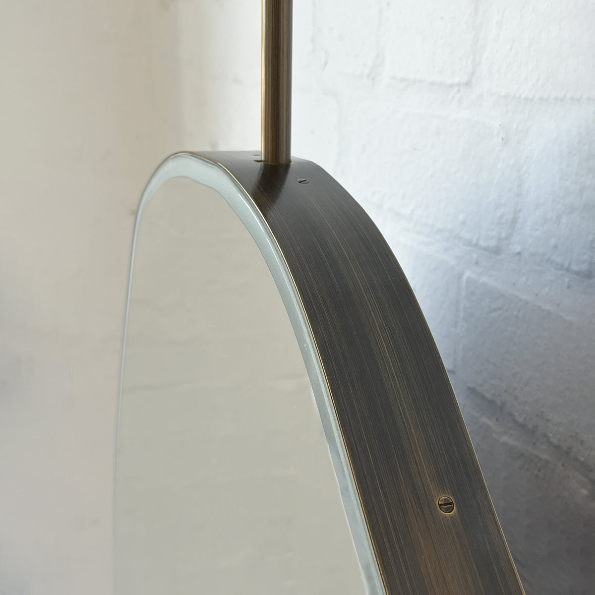 Countertop-to-Ceiling Roca Freeform Illuminated Mirror with Bronze Patina Brass Frame
