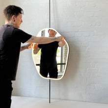 Countertop to Ceiling Roca Freeform Illuminated Mirror with Bronze Patina Brass Frame