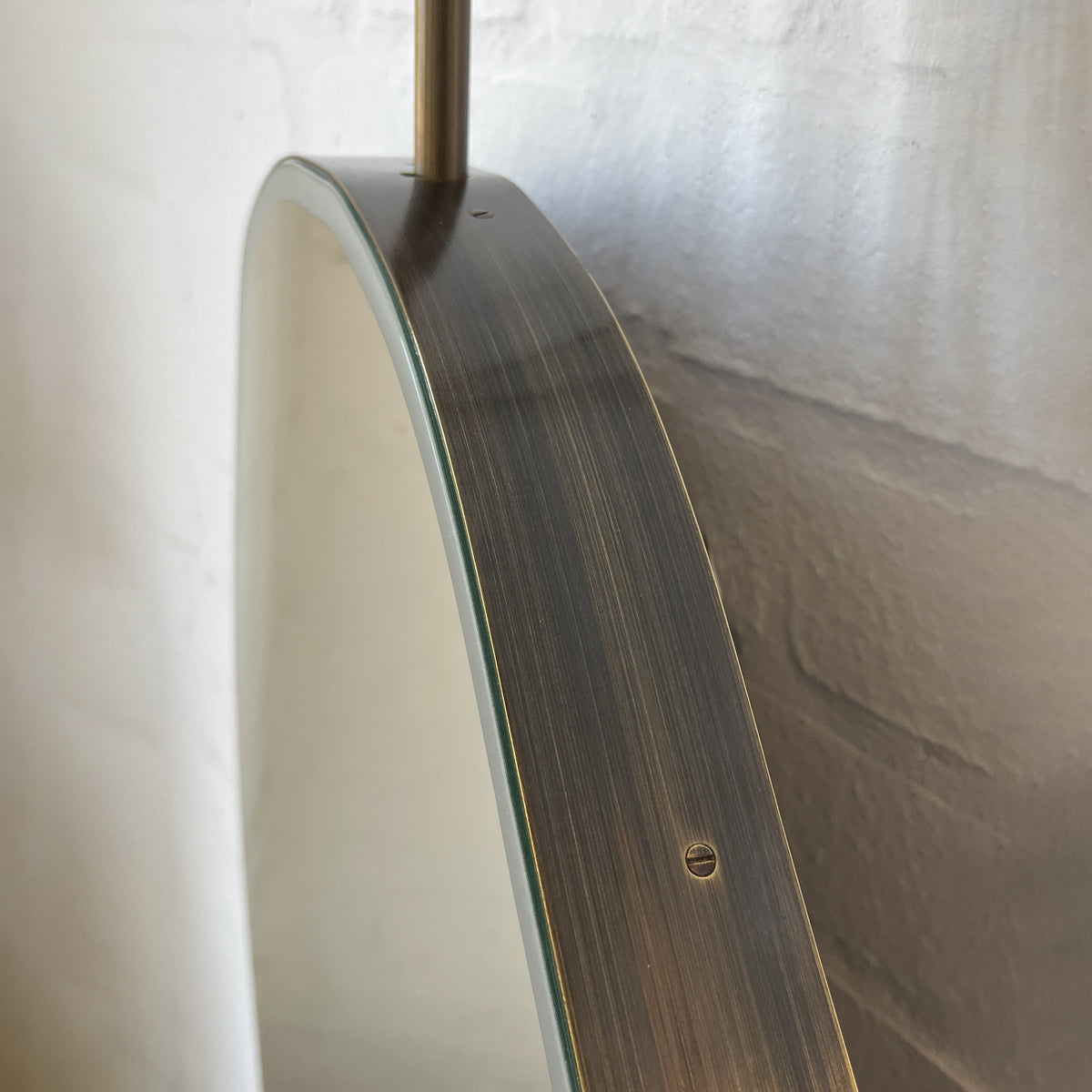 Countertop-to-Ceiling Roca Freeform Illuminated Mirror with Bronze Patina Brass Frame