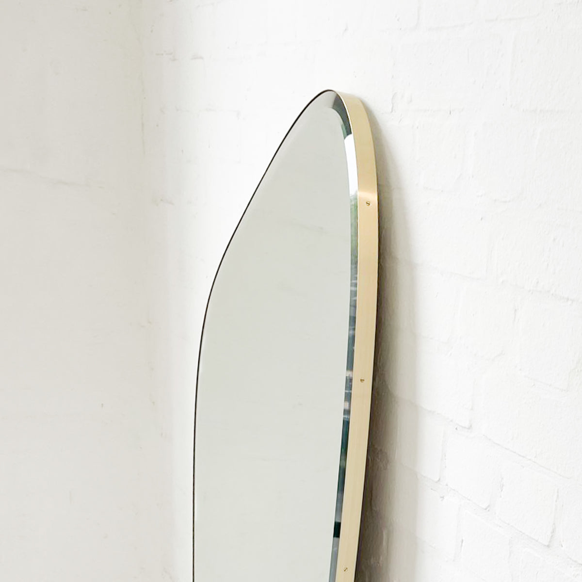 Freeform Bevelled Mirror with Minimalist Brass Frame - E