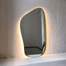 Freeform Bevelled Illuminated Mirror with Minimalist Brass Frame