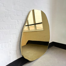 Contemporary Gold Tinted Freeform Mirror with Brass Frame - F