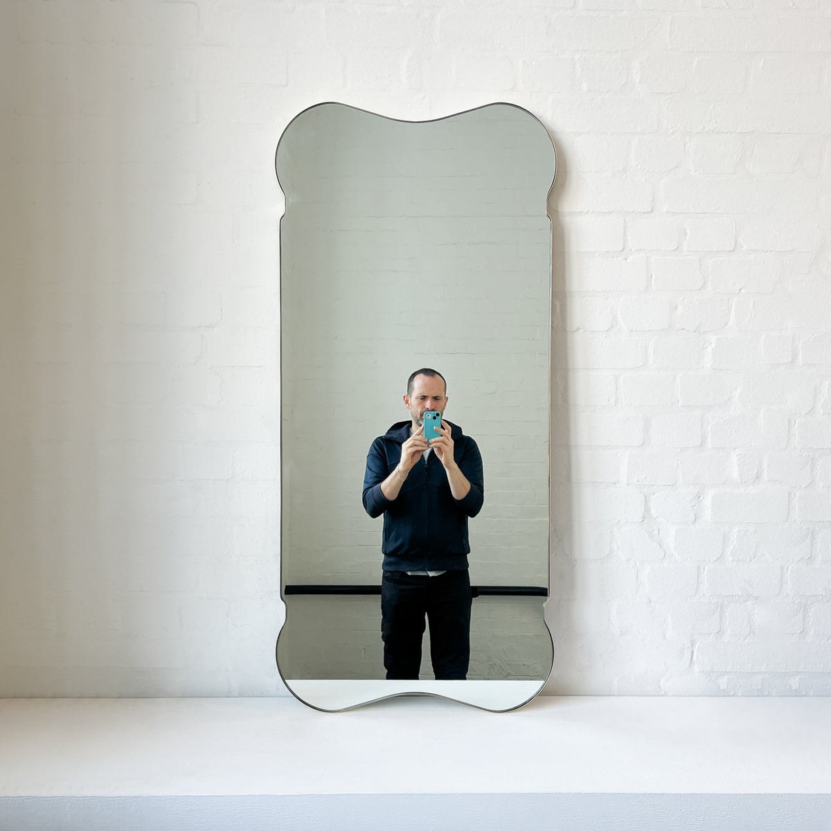Mid-century style Freeform Mirror with Brass Frame - Vintage N.5