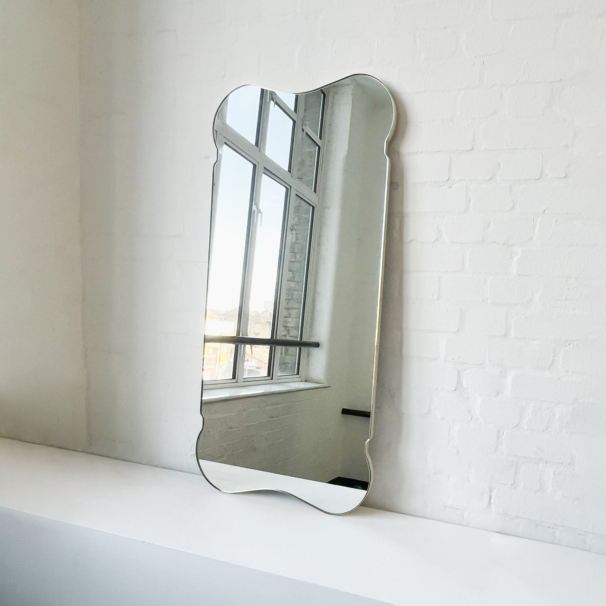 Mid-century style Freeform Mirror with Brass Frame - Vintage N.5