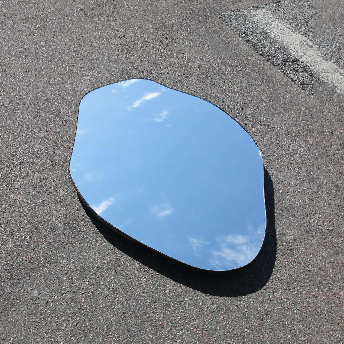 Freeform Organic Mirror with Minimalist Bronze Patina Frame - B