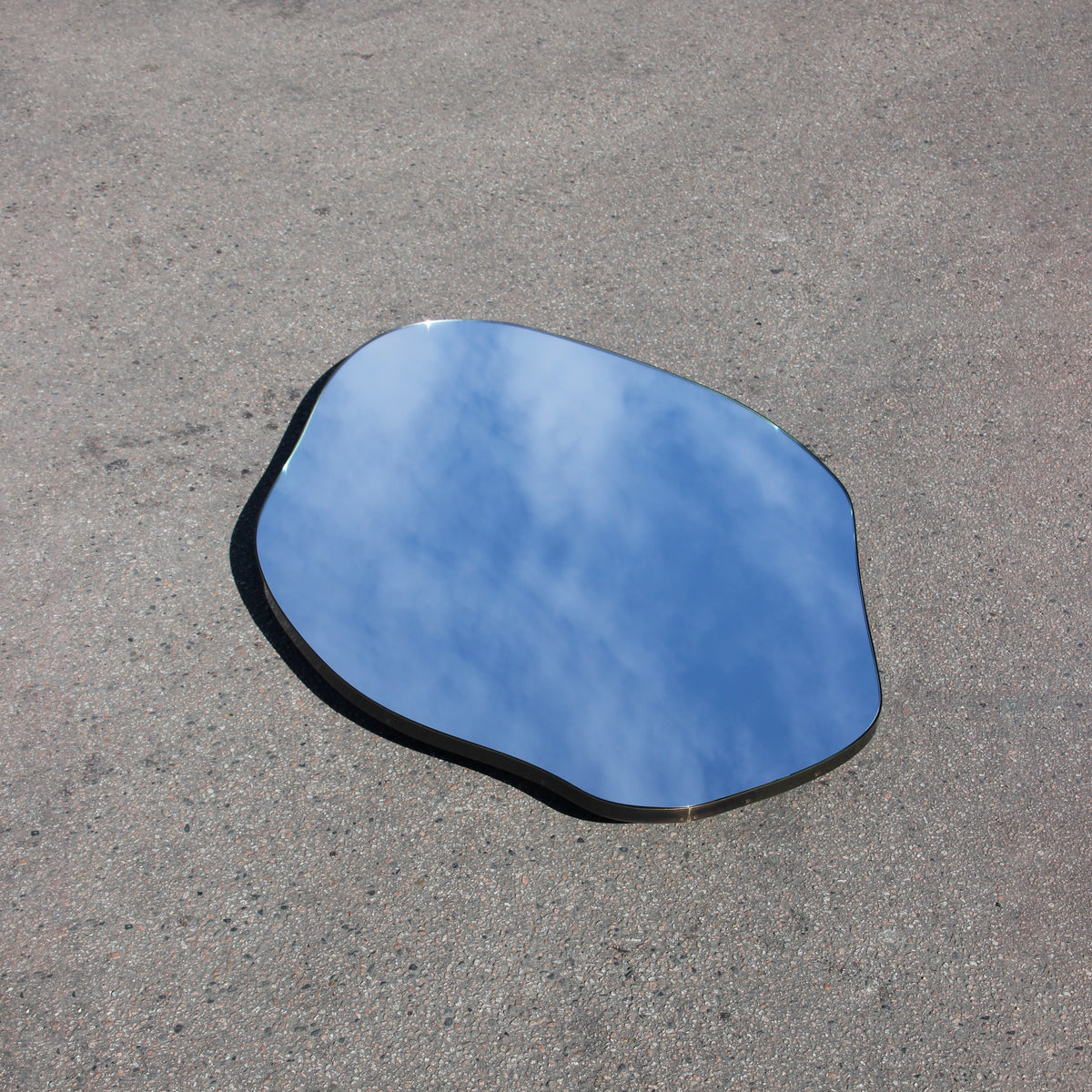 Freeform Organic Mirror with Minimalist Bronze Patina Frame - B
