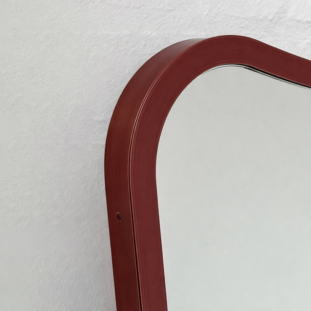 Mid-century Inspired Ceiling Suspended Mirror with Modern Red Frame - Vintage N.2