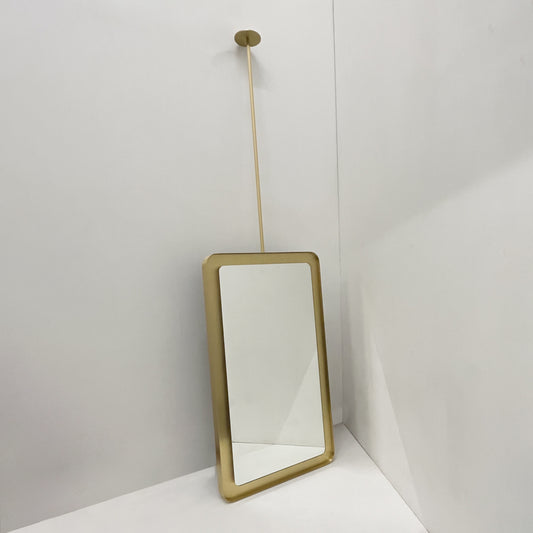 Ceiling Suspended Quadris™ Rectangular Illuminated Mirror with Brass Tray Frame