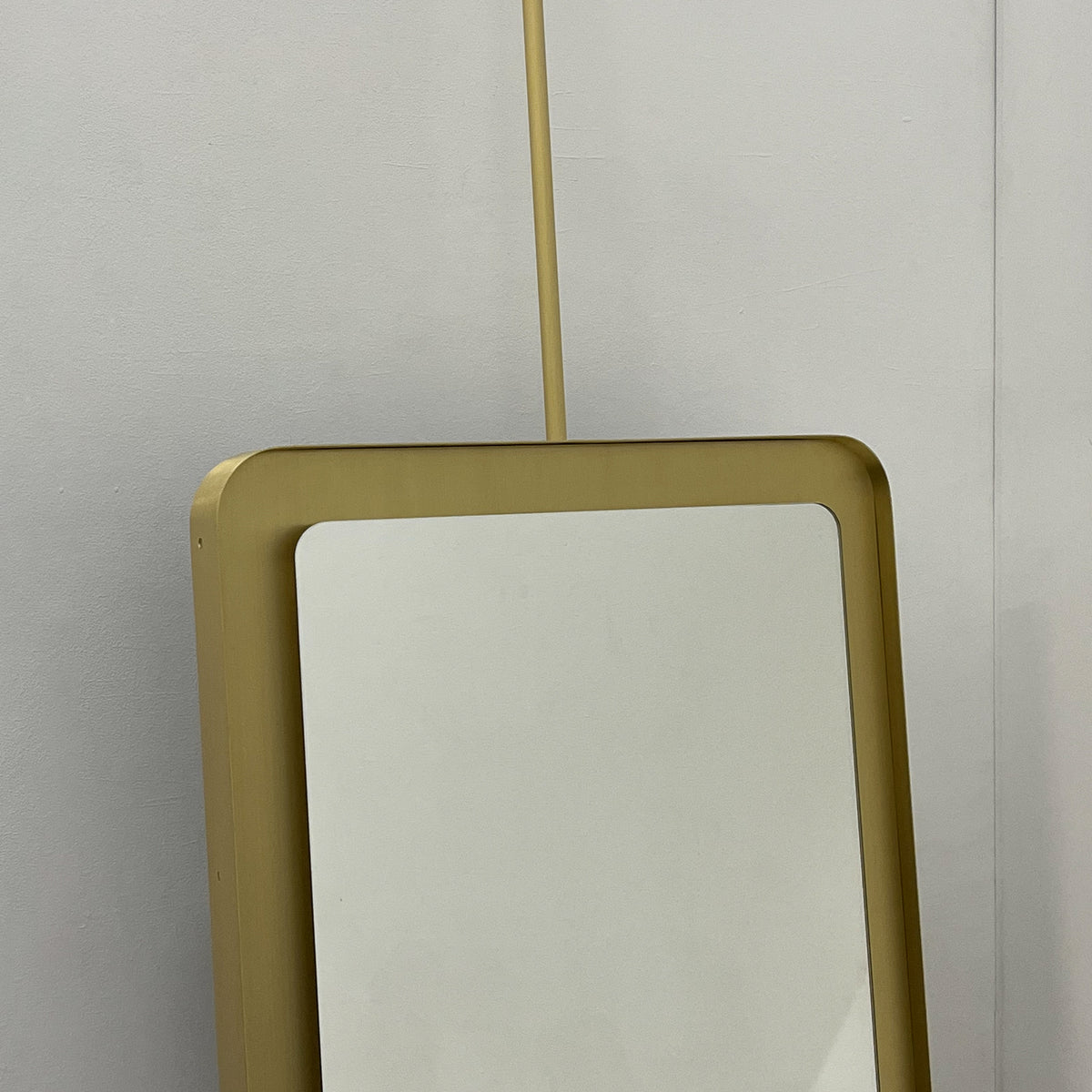 Ceiling Suspended Quadris™ Rectangular Illuminated Mirror with Brass Tray Frame