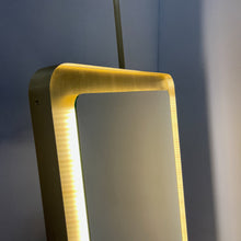 Ceiling Suspended Quadris™ Rectangular Illuminated Mirror with Brass Tray Frame