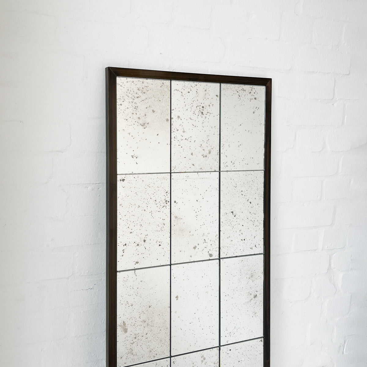 Quadris™ Rectangular Antiqued Panelled Mirror with Bronze Patina Frame