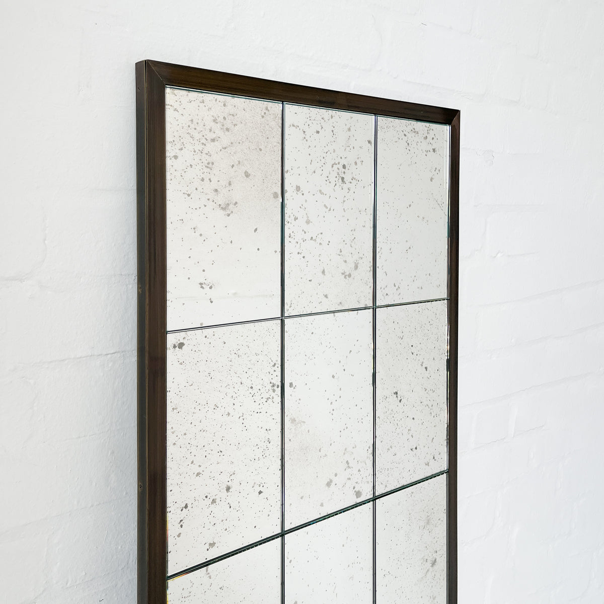 Quadris™ Rectangular Antiqued Panelled Mirror with Bronze Patina Frame