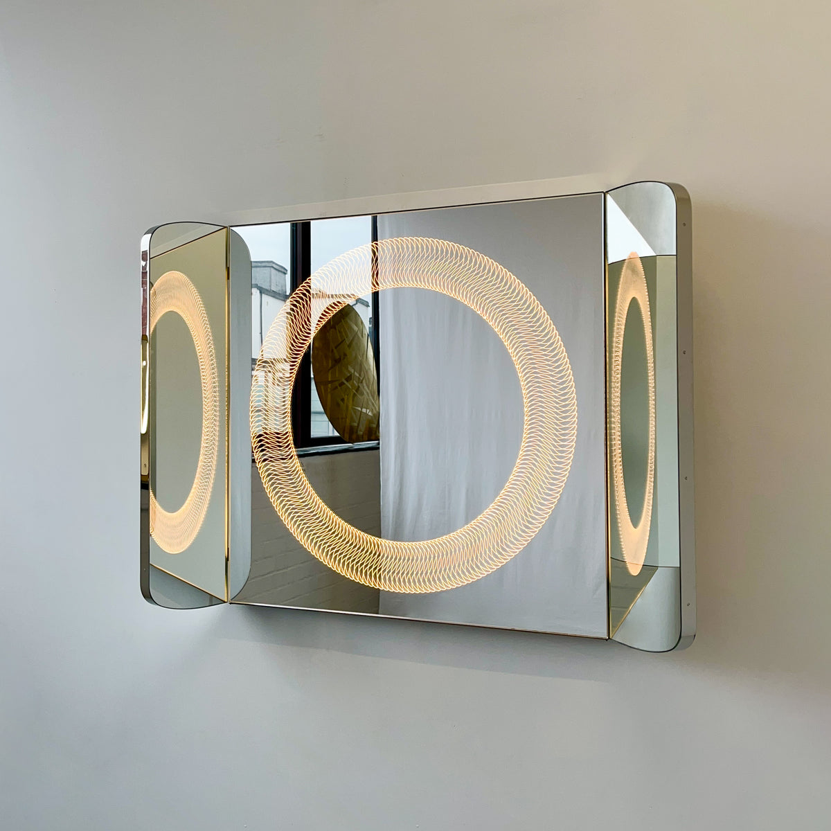 NEW Special Edition Wall Hanging Tryptic Mirror with Illuminated Infinite Pattern