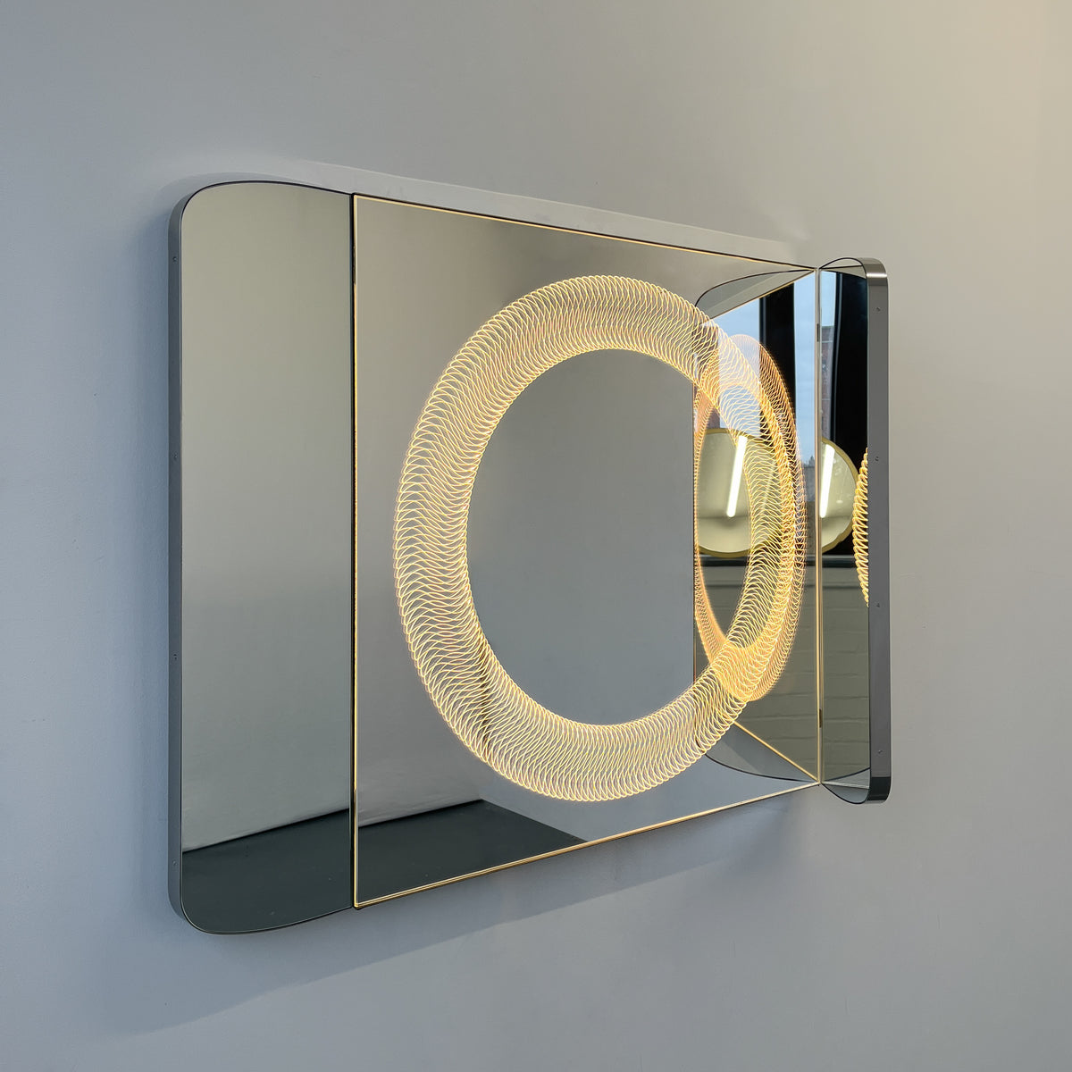NEW Special Edition Wall Hanging Tryptic Mirror with Illuminated Infinite Pattern