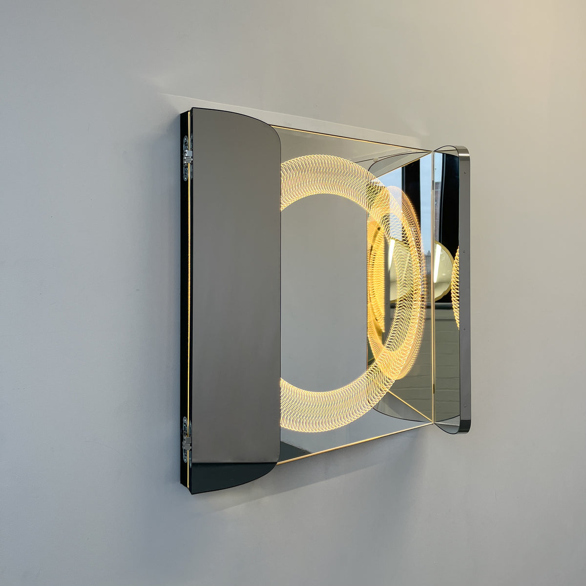 NEW Special Edition Wall Hanging Tryptic Mirror with Illuminated Infinite Pattern