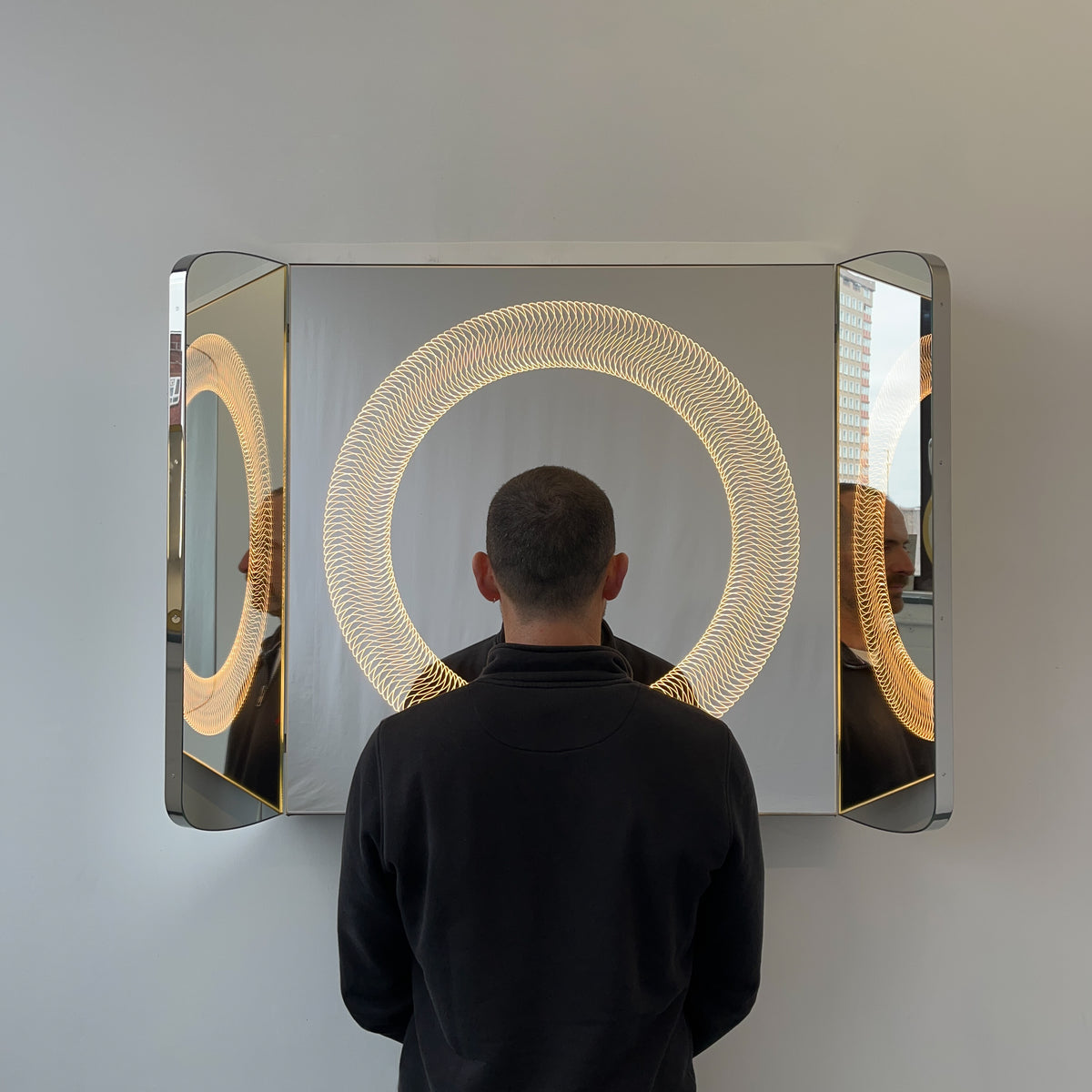 NEW Special Edition Wall Hanging Tryptic Mirror with Illuminated Infinite Pattern