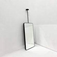 Ceiling Suspended Quadris Illuminated Rectangular Mirror with Minimalist Bronze Patina Frame