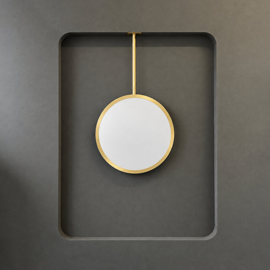 Orbis™ Ceiling Suspended Modern Round Mirror with Tipo™ Brass Frame