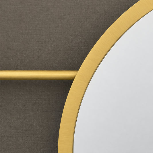Wall-to-wall Orbis™ Contemporary Round Mirror with Architectural Tipo™ Brass Frame