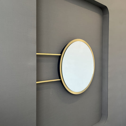 NEW Orbis™ Flag Round Mirror with Tipo™ Geometrical Brass Frame