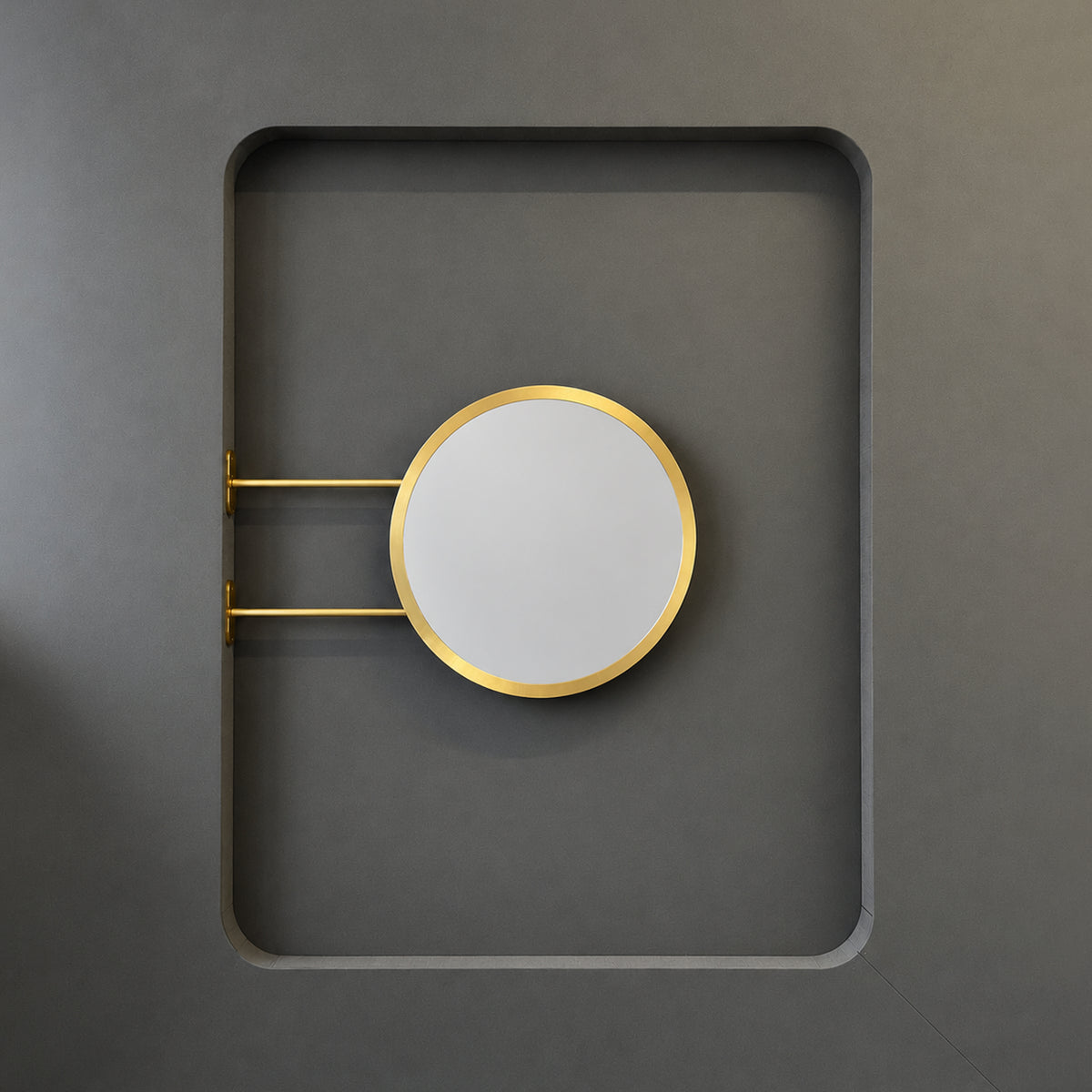 NEW Orbis™ Flag Round Mirror with Tipo™ Geometrical Brass Frame