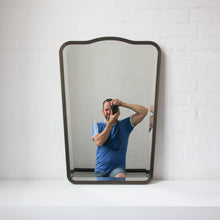 Mid Century Style Bevelled Mirror with Handcrafted Patina Full Frame - Vintage N.4