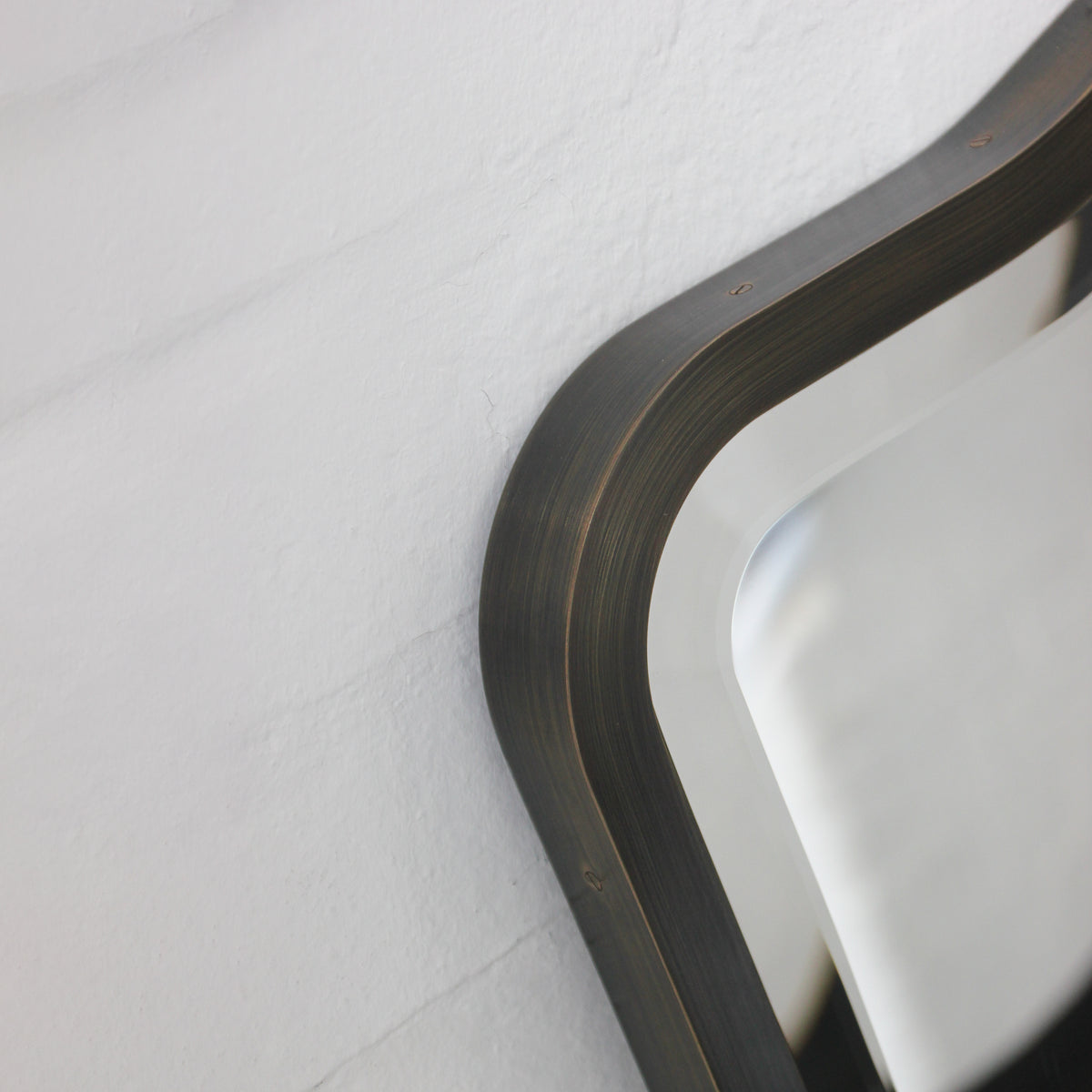 Mid Century Style Bevelled Mirror with Handcrafted Patina Full Frame - Vintage N.4