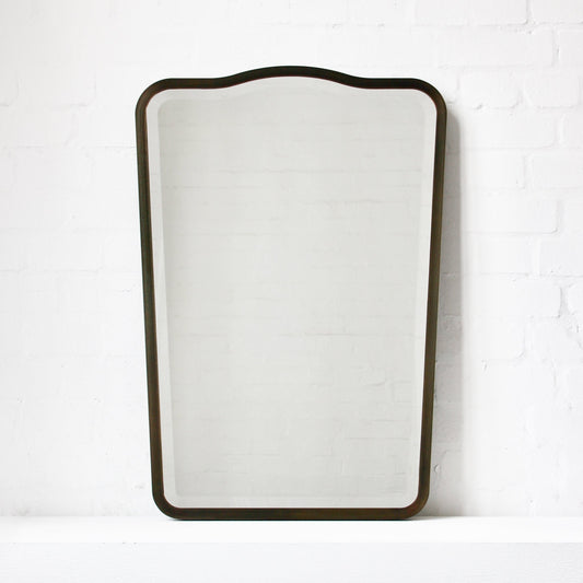 Mid Century Bevelled Mirror with Handcrafted Patina Full Frame
